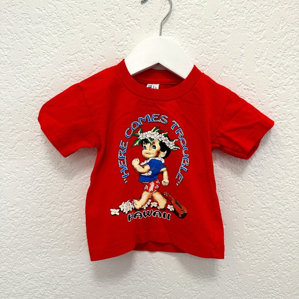 Here Comes Trouble Red Hawaii SS Graphic Tee 12M